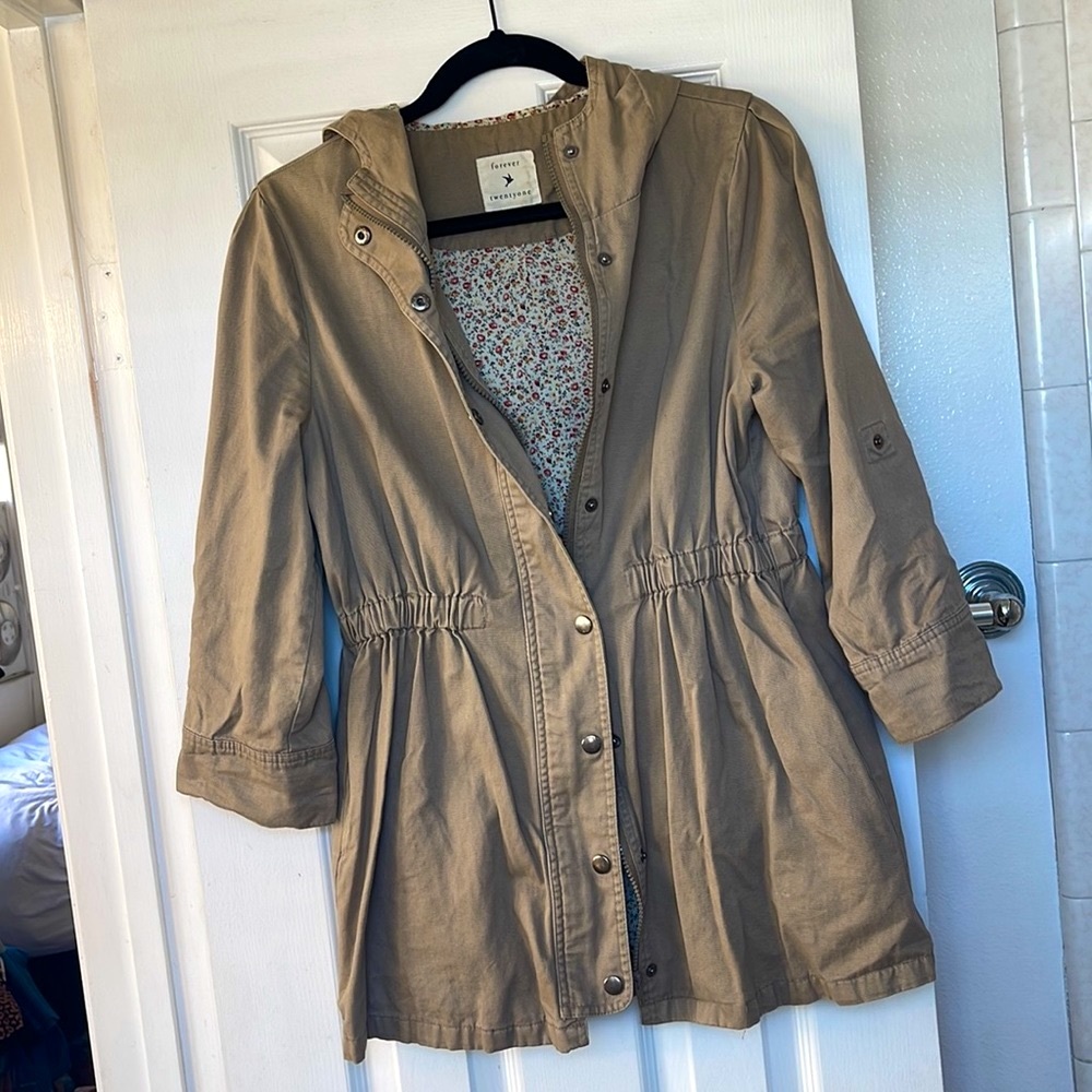 Khaki Hooded Utility Jacket